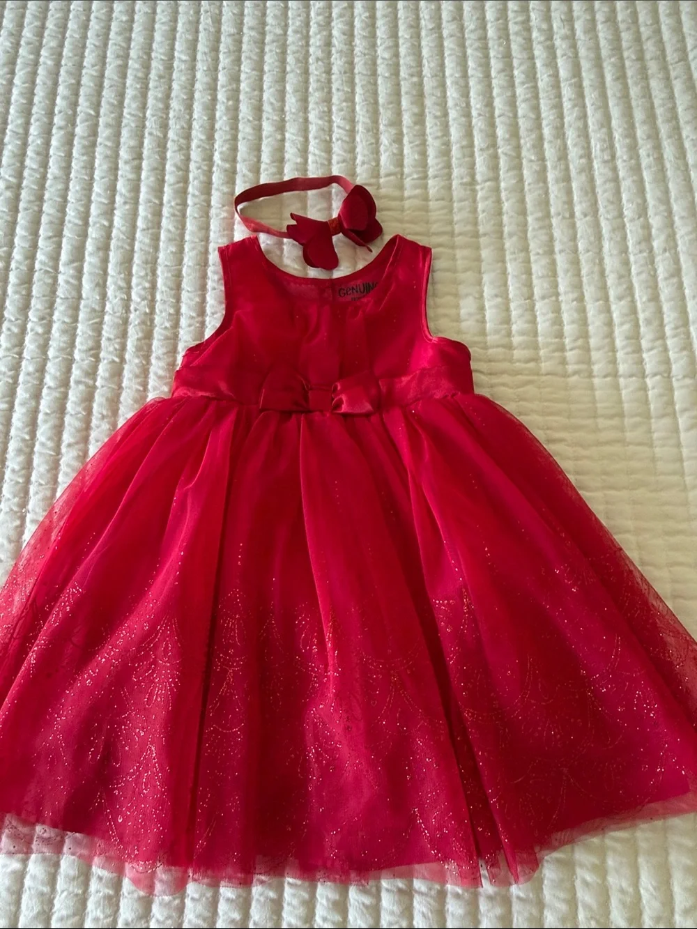 OshKosh B'gosh Sparkling Red Tulle Party Dress with Bow Headband